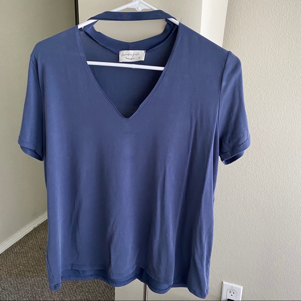 Blue Cut Out Shirt